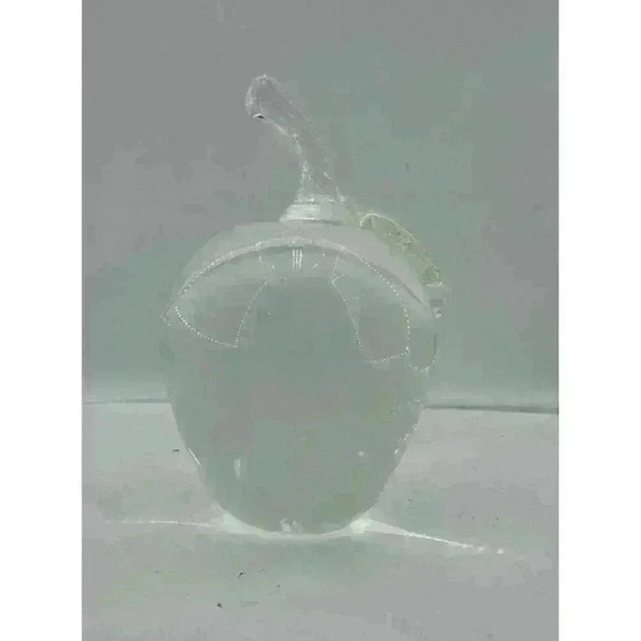 VTG 1981 St. Clair Maude And Bob Clear Apple Glass Paperweight Signed 4x2” - Picture 2 of 9